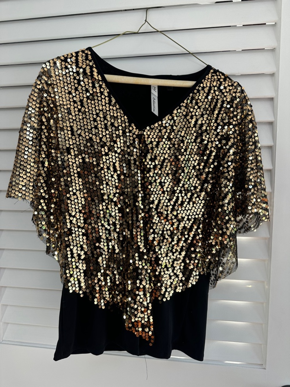 NY Collection Black Scoop Neck Top